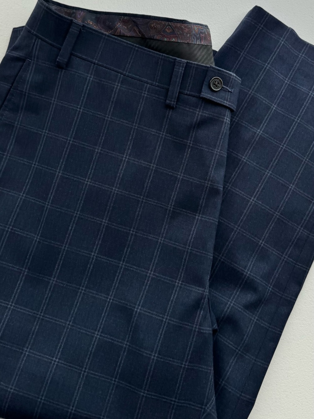 Lauren Ralph Lauren Navy Windowpane Dress Pants 38x32 Classic Fit Career Trouser
